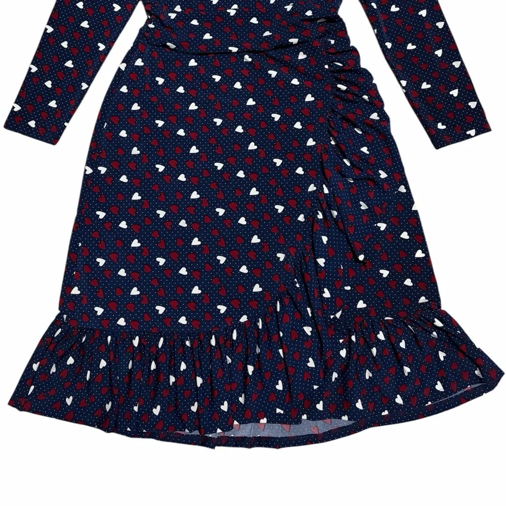 TALBOTS NWT Heart Print A-Line Jersey Sheath Dress 2 - Picture 4 of 15